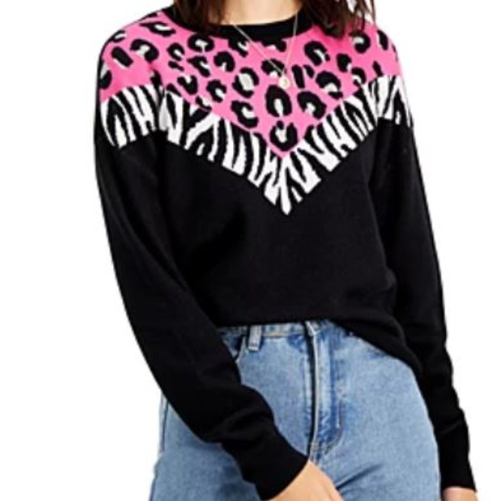 Bar III Animal-Print Sweater Sz XL